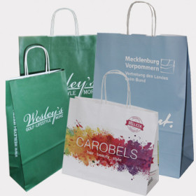 Papiertüten bedruckt mit Papierkordeln, Flexodruck ab 3000 Stück