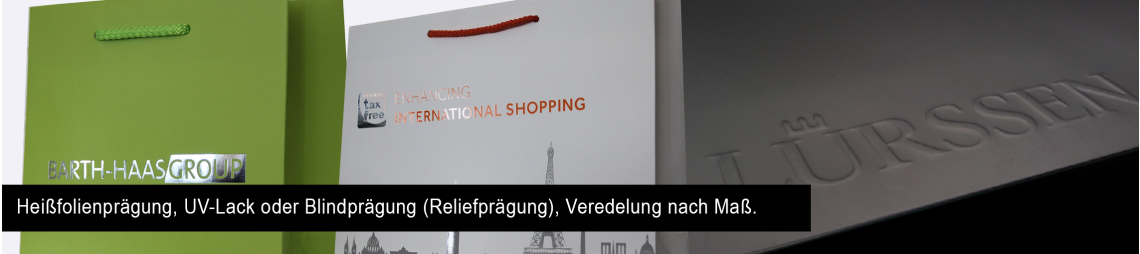 Veredelung hangefertigter und individuell bedruckter Papiertragetaschen